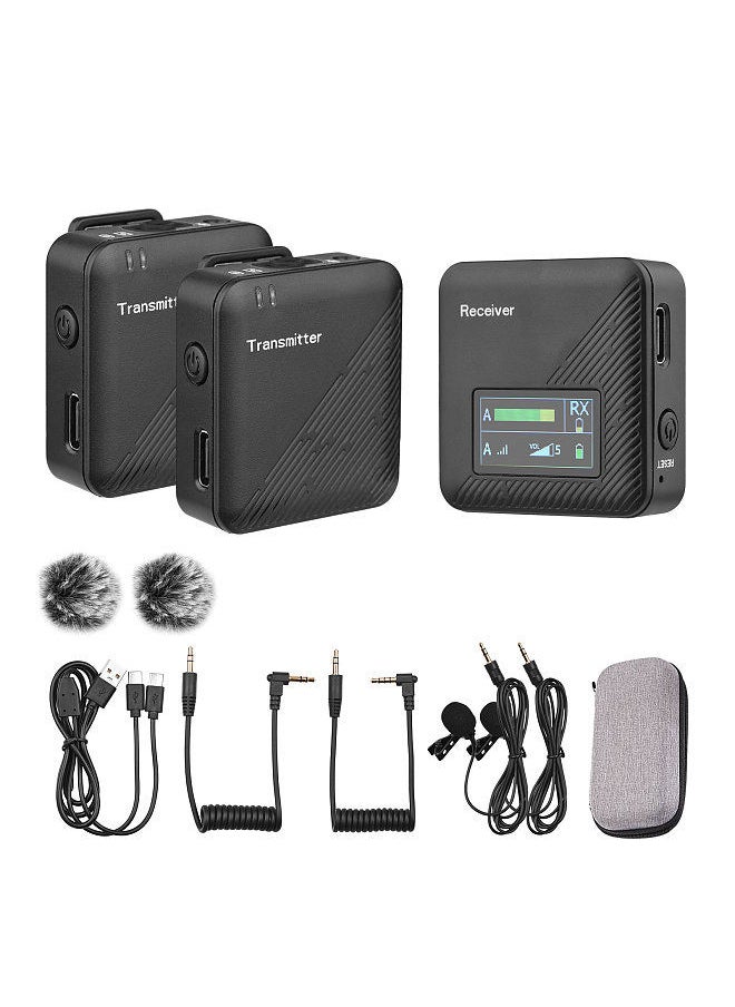 Generic - 2.4G Mini Wireless Lavalier Microphone System 2 Transmitters 1 Receiver Omnidirectional Mic with Storage Case for Camera Smartphone Vlog Video Recording Interview Streaming - Image 1