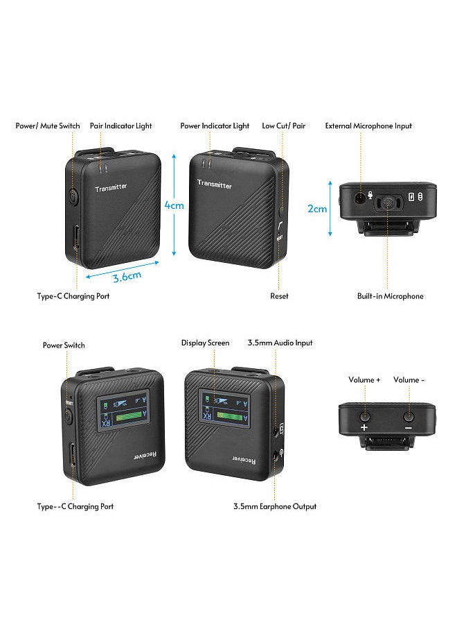 Generic - 2.4G Mini Wireless Lavalier Microphone System 2 Transmitters 1 Receiver Omnidirectional Mic with Storage Case for Camera Smartphone Vlog Video Recording Interview Streaming - Image 1