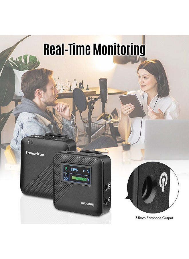 Generic - 2.4G Mini Wireless Lavalier Microphone System 2 Transmitters 1 Receiver Omnidirectional Mic with Storage Case for Camera Smartphone Vlog Video Recording Interview Streaming - Image 1