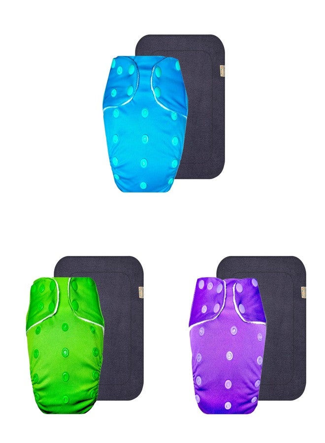 Dumbledo Premium Cloth Diaper with Gray Insert (Pack of 3) | Snug Fit | Breathable | Easy to Clean | All-Day Wear | 3 Months - 3 Years | Unisex Baby