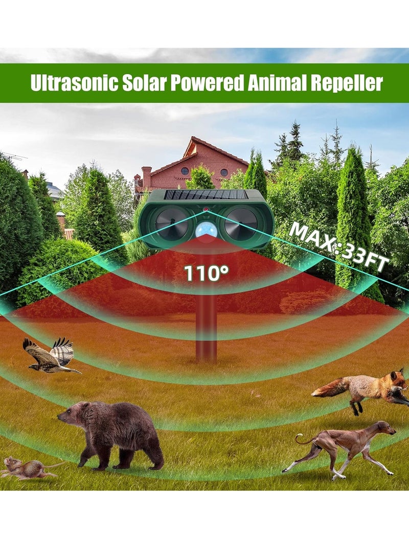 HomarKet 2 Pack Ultrasonic Animal Repellent Outdoor Solar Animal Repeller Waterproof with PIR Sensor & LED Red Lights Animal Deterrent to Keep Deer Bird Cat Dog Mouse Fox Out of Garden Yard  - Image 2
