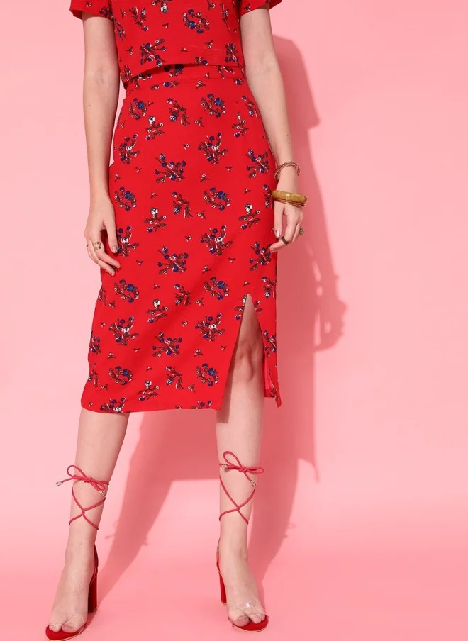 STREET 9 Floral Print Midi Skirt for Women