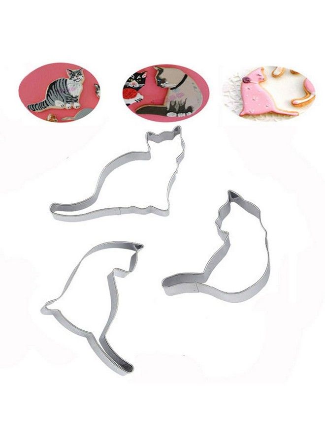 WIN مجموعة أدوات تزيين الكعك من 5 قطع على شكل قطة لطيفة، قواطع بسكويت من الفولاذ المقاوم للصدأ، قواطع فوندان - Image 4