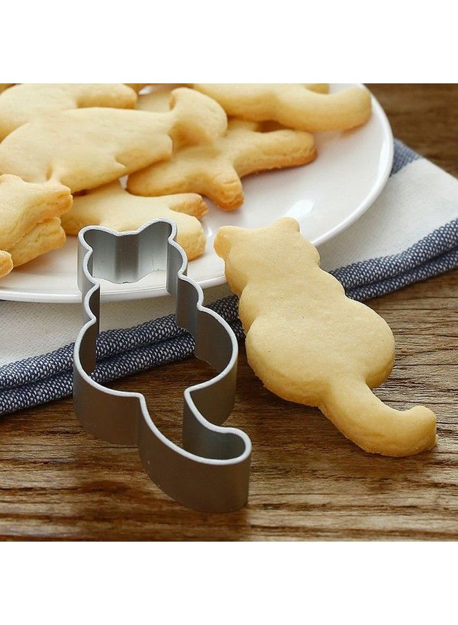 WIN مجموعة أدوات تزيين الكعك من 5 قطع على شكل قطة لطيفة، قواطع بسكويت من الفولاذ المقاوم للصدأ، قواطع فوندان - Image 5