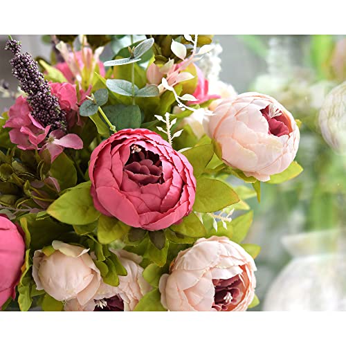 FiveSeasonStuff Vintage Artificial Peonies Silk Peony Flowers and Hydrangeas for Wedding Bridal Home Décor – Beautiful Floral Centerpiece Arrangement Decoration with 2 Bouquets (Mixed Pink) - Image 5