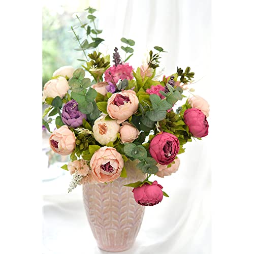 FiveSeasonStuff Vintage Artificial Peonies Silk Peony Flowers and Hydrangeas for Wedding Bridal Home Décor – Beautiful Floral Centerpiece Arrangement Decoration with 2 Bouquets (Mixed Pink) - Image 4