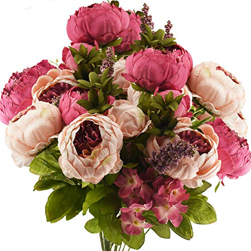 FiveSeasonStuff Vintage Artificial Peonies Silk Peony Flowers and Hydrangeas for Wedding Bridal Home Décor – Beautiful Floral Centerpiece Arrangement Decoration with 2 Bouquets (Mixed Pink) - Image 1