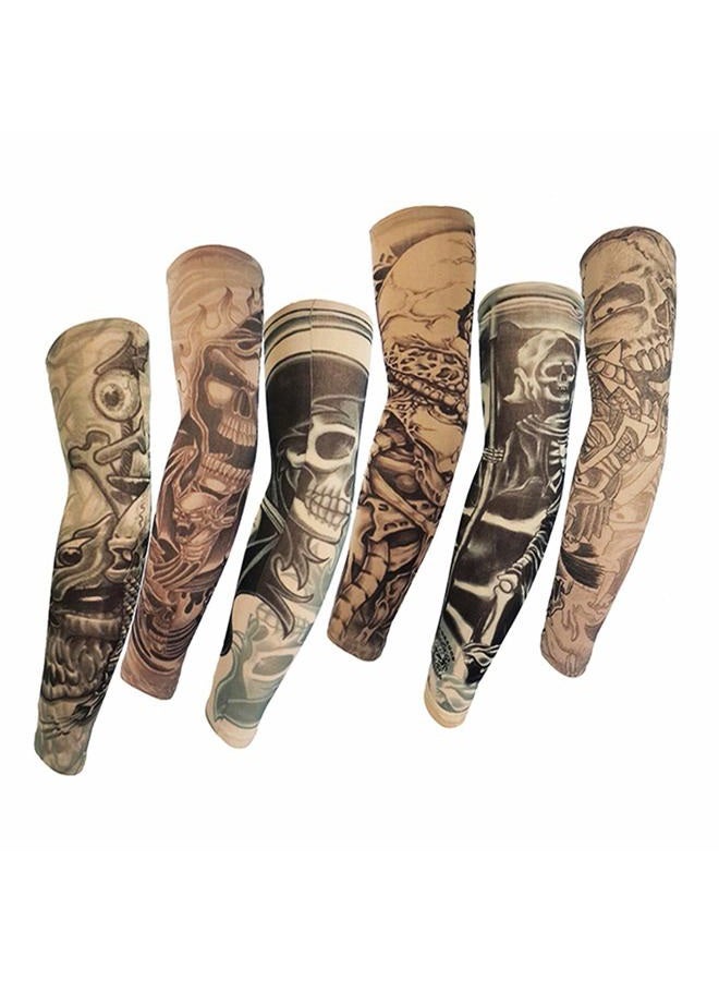 Jurxy 6 Pcs Temporary Tattoo Sleeves Fake Slip On Tattoo Arm Sleeves Kit Arm Sunscreen Stockings Accessories for Unisex Party Cool Men Women - Style L - Image 1
