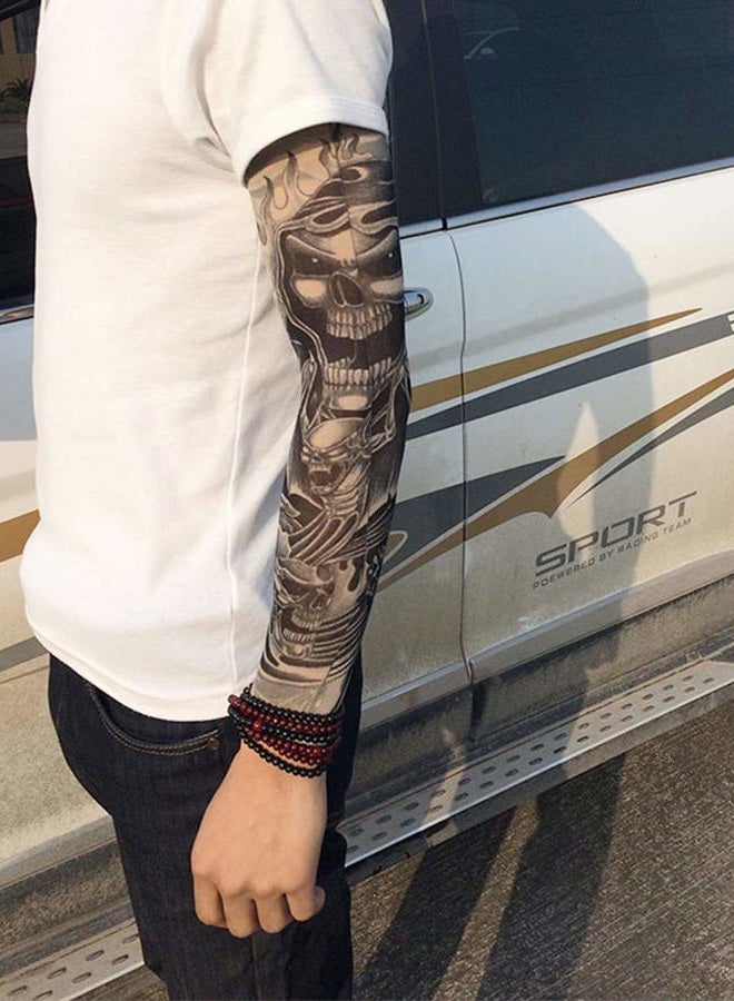 Jurxy 6 Pcs Temporary Tattoo Sleeves Fake Slip On Tattoo Arm Sleeves Kit Arm Sunscreen Stockings Accessories for Unisex Party Cool Men Women - Style L - Image 4