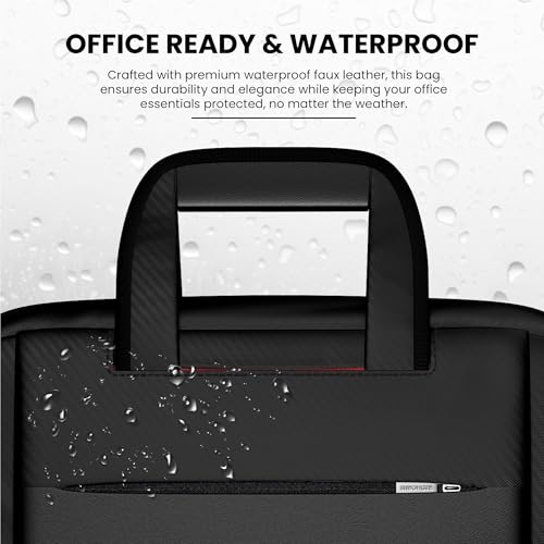 REDHORNS Laptop Bag 15.6 Inch, Water-Resistant Business Messenger Bag with Handle, Padded Laptop Compartment, Zipper Closure, Tablet Handbag for Men & Women - Professional Sling Bag (LPB02A-Black) - Image 3