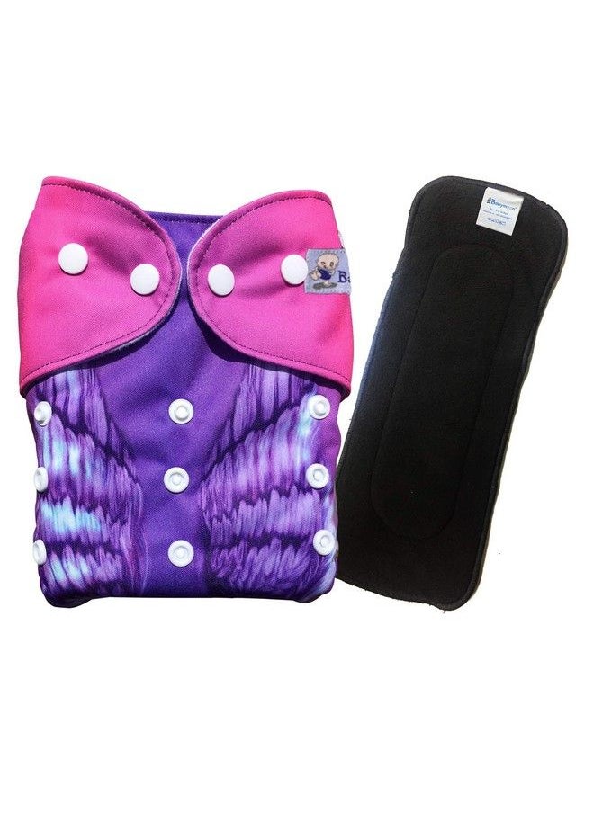 BabyMoon (Set Of 2) 1 Cloth Diaper With 5Layers Charcoal Bamboo Insert) Premium Adjustable Reusable Cloth Diaper (Butterfly)  - Image 1