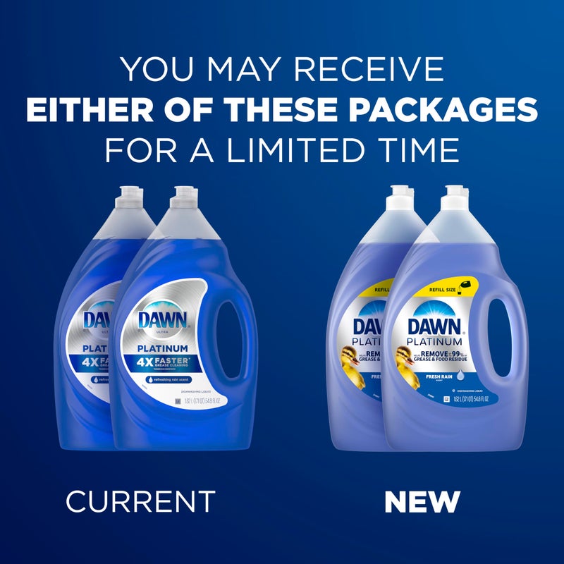 Dawn Platinum Dish Soap Liquid, Dishwashing Liquid, Grease Removal, Fresh Rain, 2x54.8oz Bundle - Image 2