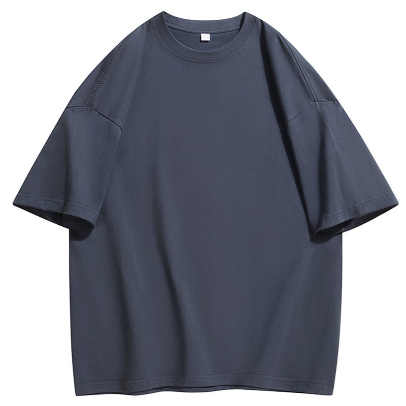 American-style heavy cotton short-sleeved T-shirt men's and women's basic solid color oversize T-shirt bottoming shirt trendy half-sleeved T-shirt - Image 1