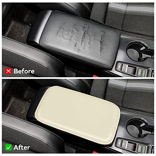 amiss وسادة كونسول السيارة من أميش، غطاء واقي لمساند الذراع من جلد PU، غطاء صندوق مقعد السيارة المقاوم للماء وغير القابل للانزلاق، مناسب لمعظم المركبات، SUV، شاحنة، سيارة (بيج) - Image 4
