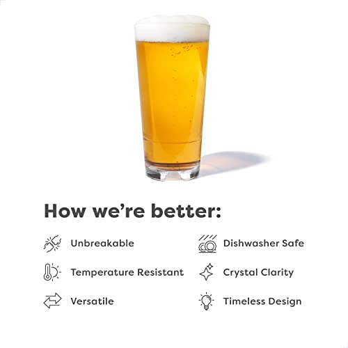 TOSSWARE RESERVE 20oz Stacking Cooler, SET OF 4, Premium Quality, Tritan Dishwasher Safe & Heat Resistant Unbreakable Plastic Beer Glasses, Clear - Image 2
