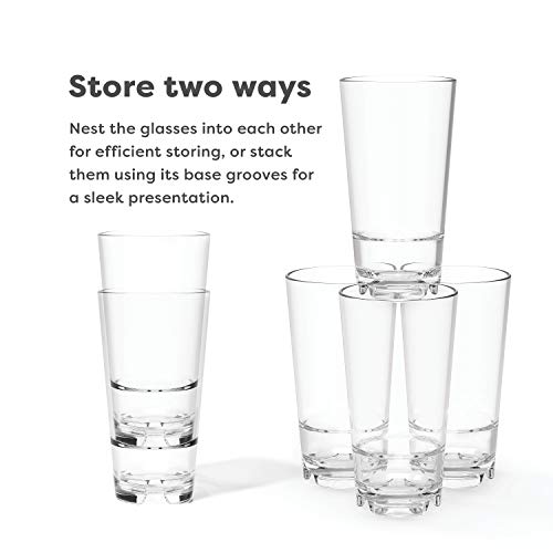 TOSSWARE RESERVE 20oz Stacking Cooler, SET OF 4, Premium Quality, Tritan Dishwasher Safe & Heat Resistant Unbreakable Plastic Beer Glasses, Clear - Image 3