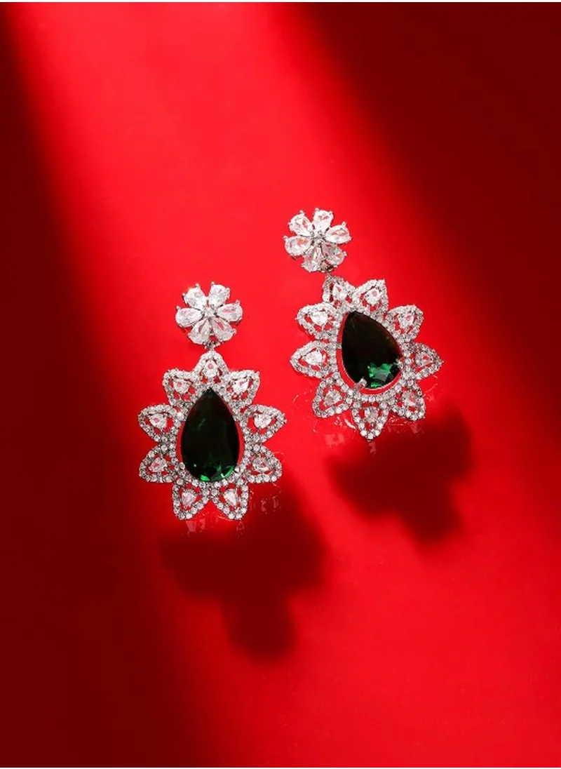 Priyaasi Plated AD Studded Contemporary Royal Elegance Drop Earrings