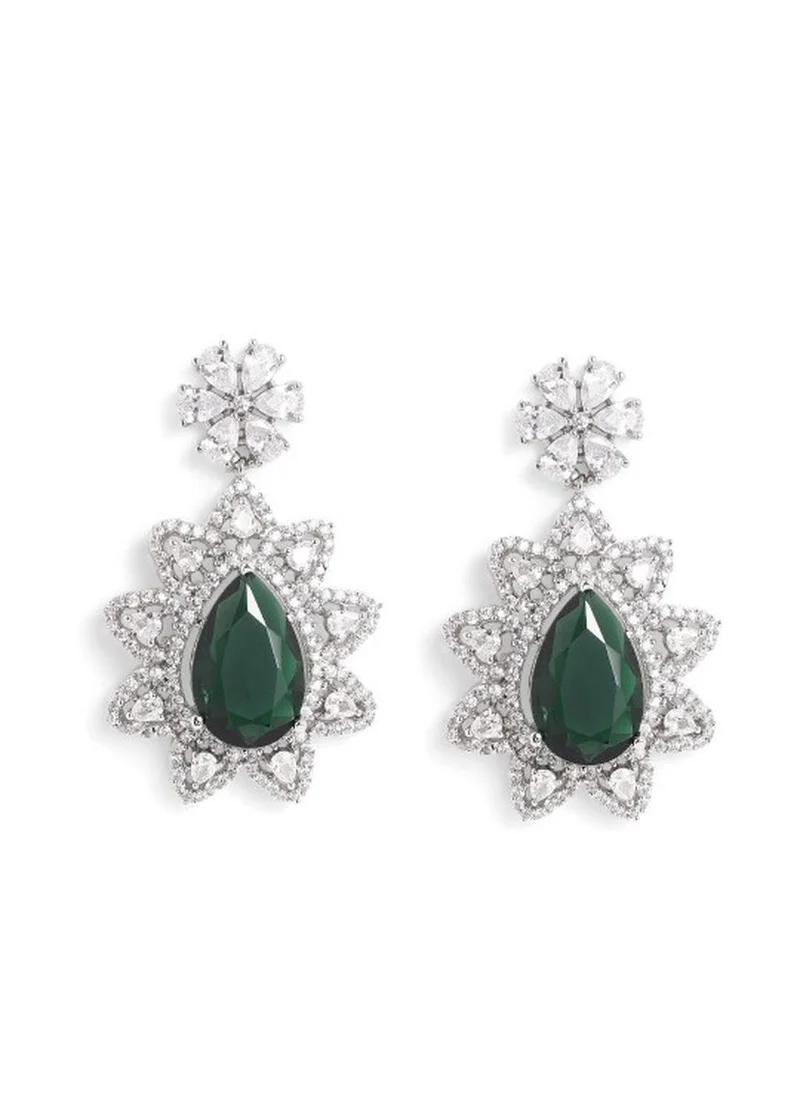 برياسي Plated AD Studded Contemporary Royal Elegance Drop Earrings