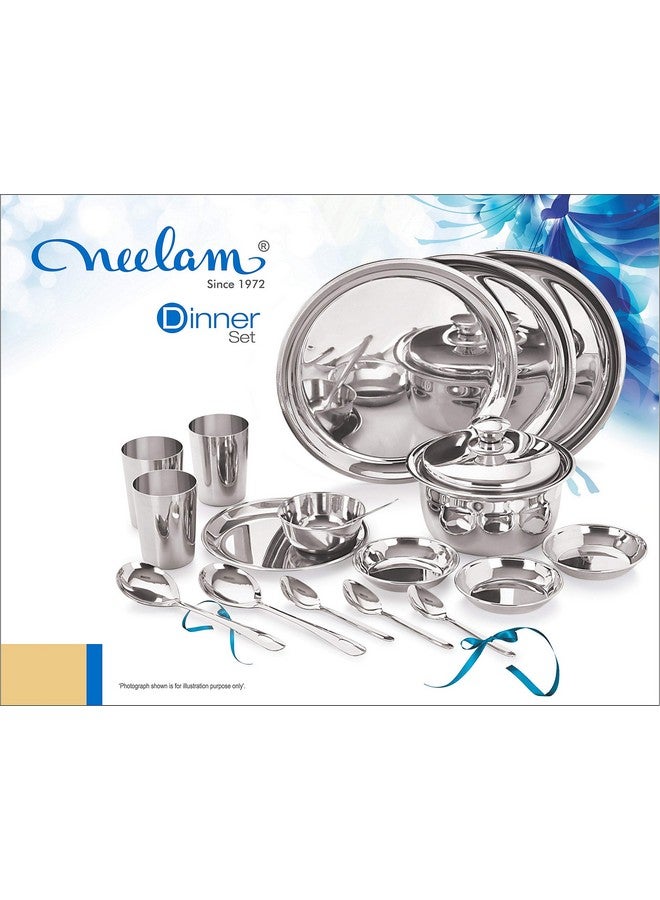Neelam Neelam Stainless Steel 24 Gauge, 28 Pieces Premium Dinner Set, Ideal Gifting Dinner Set, Ideal for Special Occasions Like Anniversary, Wedding, Housewarming Party, Dishwasher Safe,Silver - Image 5