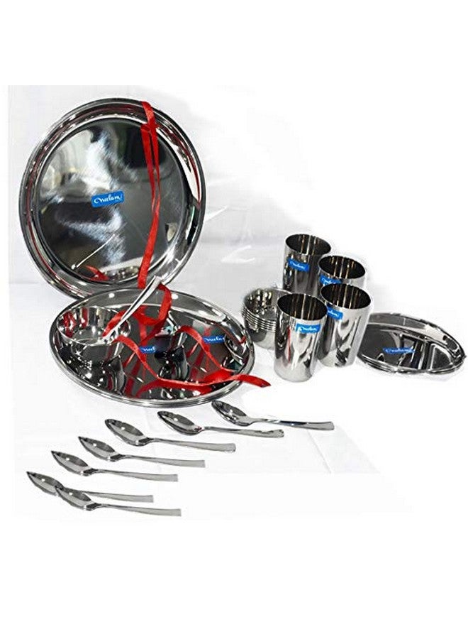 Neelam Neelam Stainless Steel 24 Gauge, 28 Pieces Premium Dinner Set, Ideal Gifting Dinner Set, Ideal for Special Occasions Like Anniversary, Wedding, Housewarming Party, Dishwasher Safe,Silver - Image 2