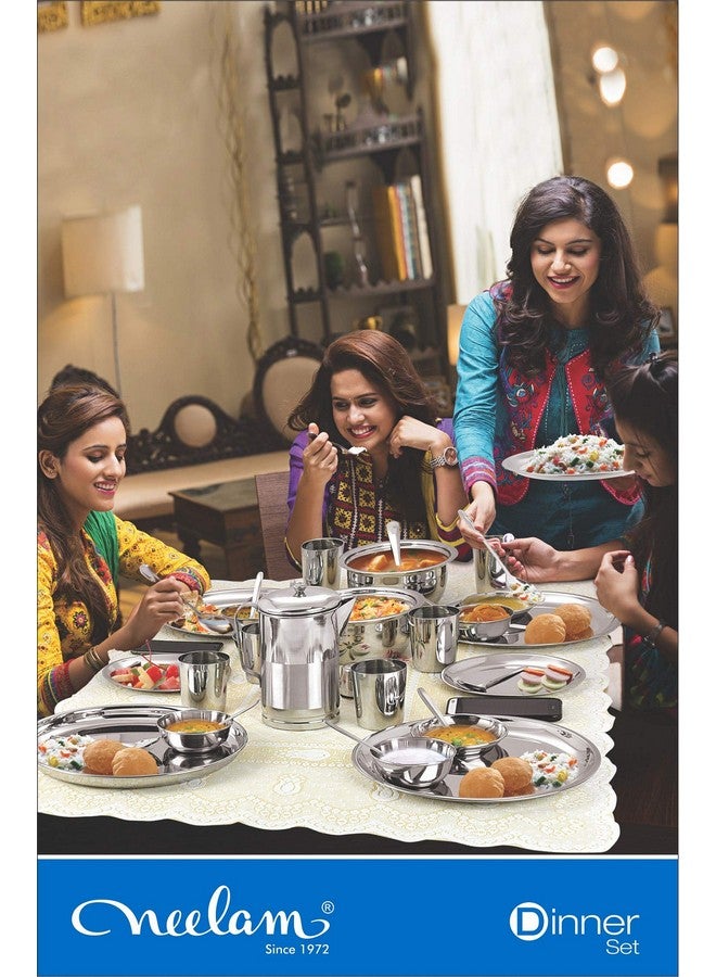 Neelam Neelam Stainless Steel 24 Gauge, 28 Pieces Premium Dinner Set, Ideal Gifting Dinner Set, Ideal for Special Occasions Like Anniversary, Wedding, Housewarming Party, Dishwasher Safe,Silver - Image 4