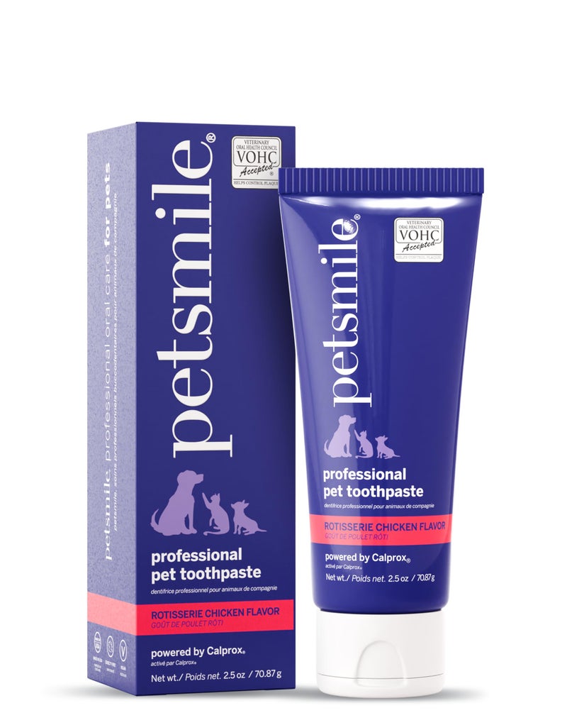 Petsmile Professional Pet Toothpaste for Cats & Dogs - Only VOHC Accepted Toothpaste - Clinically Proven to Control Plaque & Tartar Calprox Formula (Rotisserie Chicken, 2.5 Oz) - Image 1