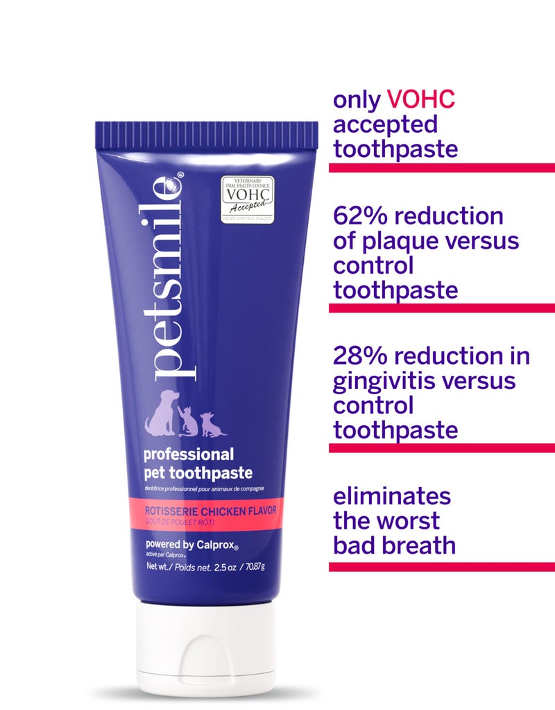 Petsmile Professional Pet Toothpaste for Cats & Dogs - Only VOHC Accepted Toothpaste - Clinically Proven to Control Plaque & Tartar Calprox Formula (Rotisserie Chicken, 2.5 Oz) - Image 4