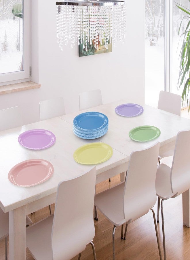 Geyoga 48 Pcs Oval Plates 10 x 12 Large Disposable Heavy Duty Party Paper Dessert Dinner Plates for Birthday Wedding Baby Shower Party Supplies(Oval Shape,Pastel Color) - Image 5
