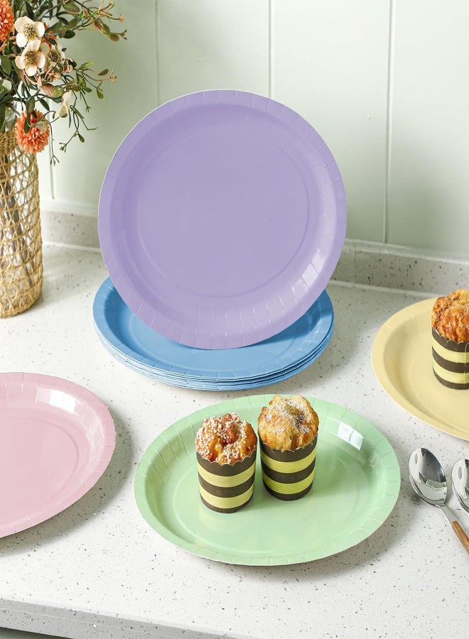 Geyoga 48 Pcs Oval Plates 10 x 12 Large Disposable Heavy Duty Party Paper Dessert Dinner Plates for Birthday Wedding Baby Shower Party Supplies(Oval Shape,Pastel Color) - Image 3