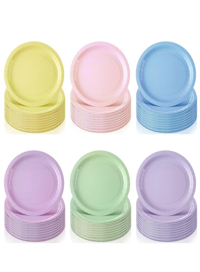 Geyoga 48 Pcs Oval Plates 10 x 12 Large Disposable Heavy Duty Party Paper Dessert Dinner Plates for Birthday Wedding Baby Shower Party Supplies(Oval Shape,Pastel Color) - Image 1