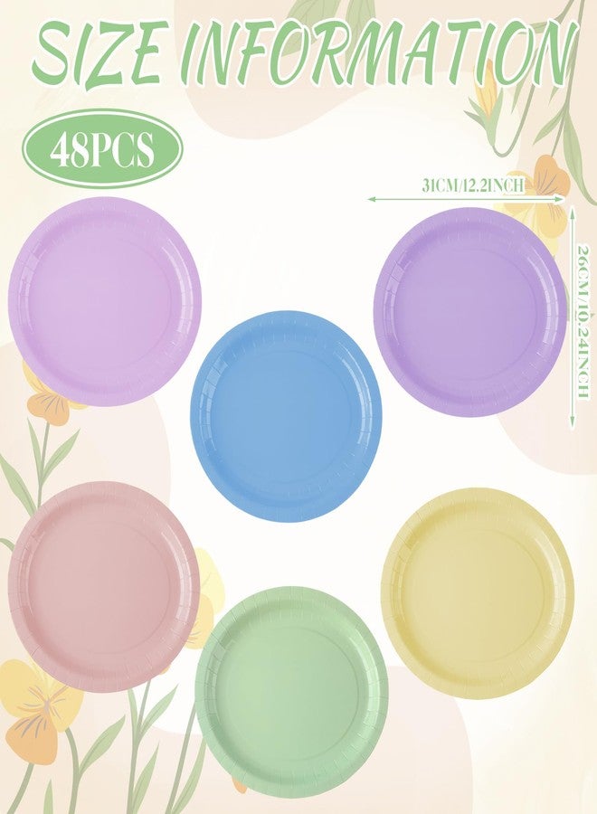 Geyoga 48 Pcs Oval Plates 10 x 12 Large Disposable Heavy Duty Party Paper Dessert Dinner Plates for Birthday Wedding Baby Shower Party Supplies(Oval Shape,Pastel Color) - Image 4