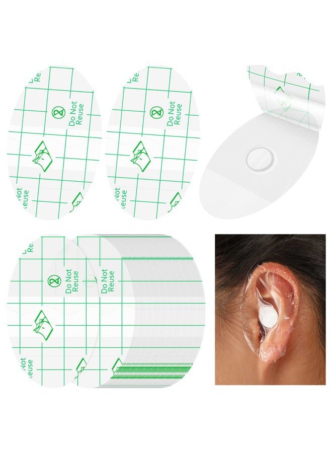 Kingdder 60 Pieces Baby Waterproof Ear Stickers Ear Covers for Swimming Shower Ear Protectors with Ear Plugs for Kids Newborn Disposable Ear Covers for Shower Surfing Snorkeling and Other Water Sports (White) - Image 1