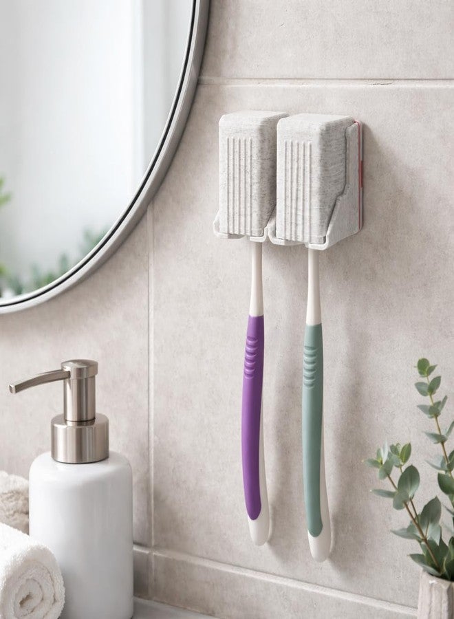 THIRD DIMENSION Hands-Free Wall Mount Toothbrush Holder with Individual Auto-Lids | 3M Adhesive No Drill Installation | Dustproof, Drainable, Fits All Brush Types (1, Marble, Multi-Brush Holder) - Image 2