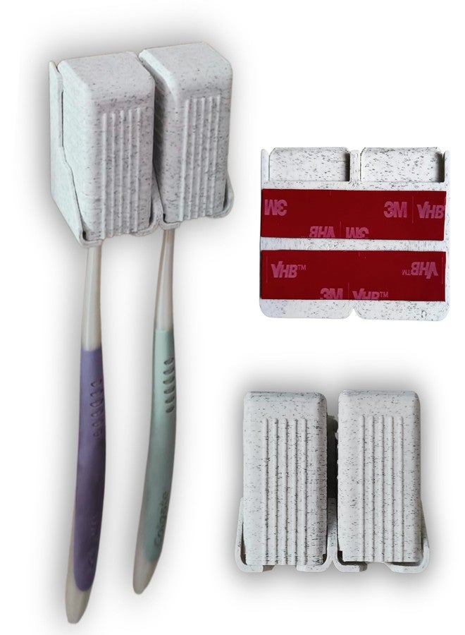THIRD DIMENSION Hands-Free Wall Mount Toothbrush Holder with Individual Auto-Lids | 3M Adhesive No Drill Installation | Dustproof, Drainable, Fits All Brush Types (1, Marble, Multi-Brush Holder) - Image 1