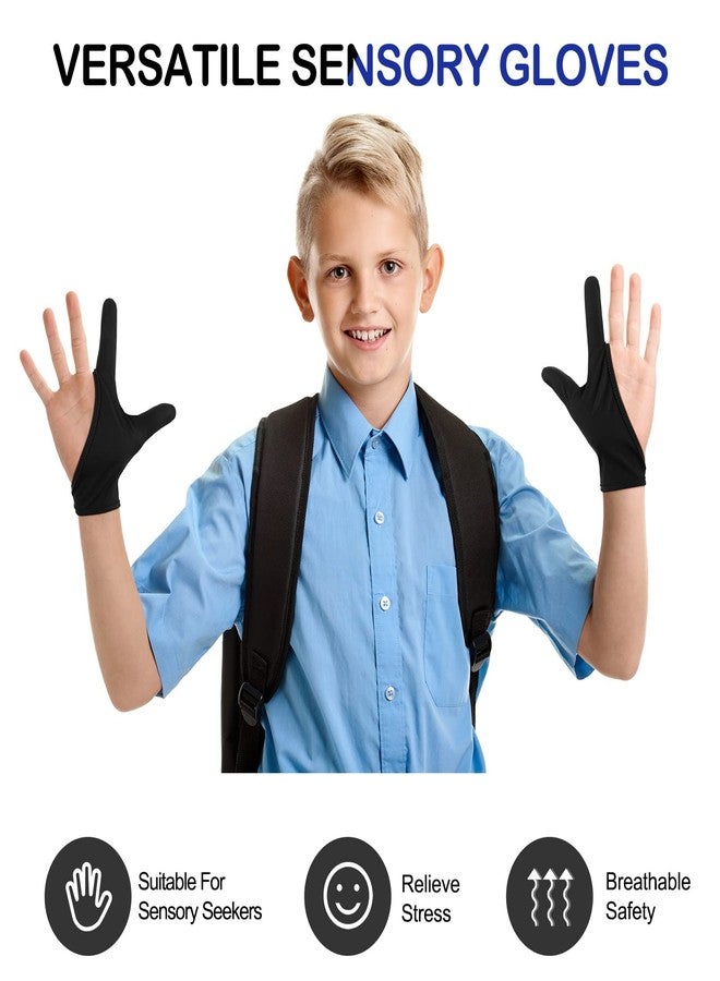 Jiuguva 4 Pcs Thumb Sucking Guard Gloves Kids Stop Thumb Sucking Finger Chewy Breathable Gloves for Ages12+(Black, Blue) - Image 3