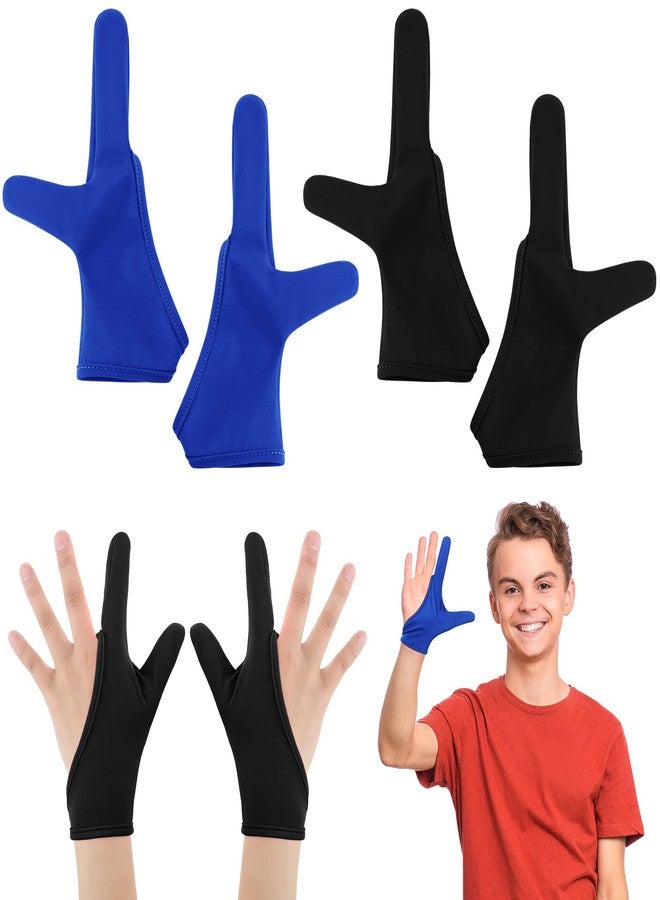 Jiuguva 4 Pcs Thumb Sucking Guard Gloves Kids Stop Thumb Sucking Finger Chewy Breathable Gloves for Ages12+(Black, Blue) - Image 1