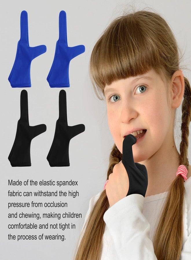 Jiuguva 4 Pcs Thumb Sucking Guard Gloves Kids Stop Thumb Sucking Finger Chewy Breathable Gloves for Ages12+(Black, Blue) - Image 5