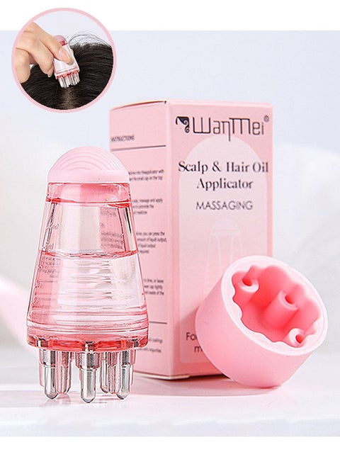 Scalp Applicator Comb, Portable Scalp Hair Oil Applicator Bottle, Scalp Massager Brush for Hair Growth and Care (Pink)