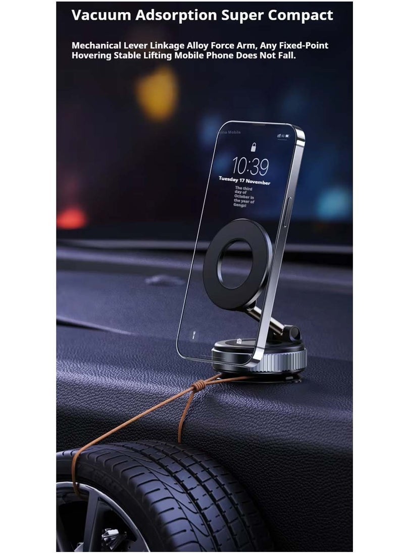 ELTRAZONE Vacuum Suction Magnetic Bracket K007S Phone Mount – 360° Rotation Car Suction Cup Holder, Portable Magnetic Phone Holder – Black, Secure Grip, Adjustable, Strong Hold for All Smartphones, Easy Installation - Image 2