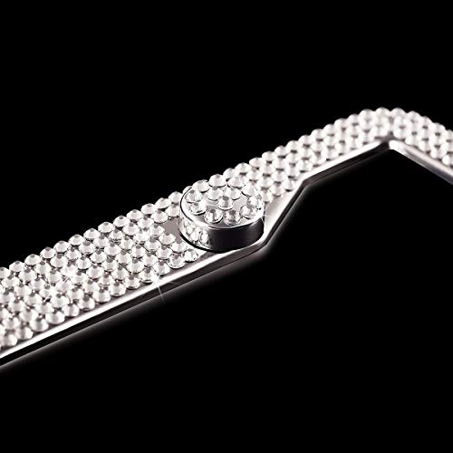 TZARROT White Rhinestone Bling License Plate Frame for Women, Metal Rust-Proof Car Plate Frame Cute Bling Car Accessories for Women Girls (1) - Image 2