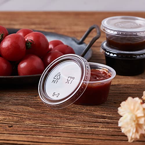 FULING [200Pack-2oz Small Plastic Containers with Lids, Jello Shot Cups, Condiment Cups for Meal Prep, Portion Control, Salad Dressing Slime Medicine - Image 5