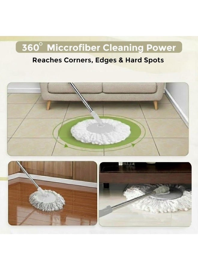 360° Rotating Microfiber Spin Mop & Magic Bucket Set | Adjustable Handle, Super Absorbent CleanerFloor  for Home & Commercial Use | Includes 4 Mop Heads | Beige/Gray, For Tile, Wood & Marble Floors. - Image 4