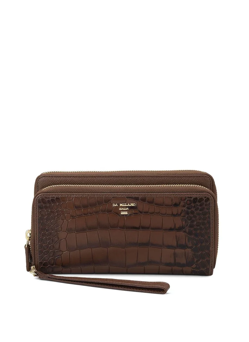 دا ميلانو محفظة نسائية من جلد داي ميلانو الأصلي باللون البني