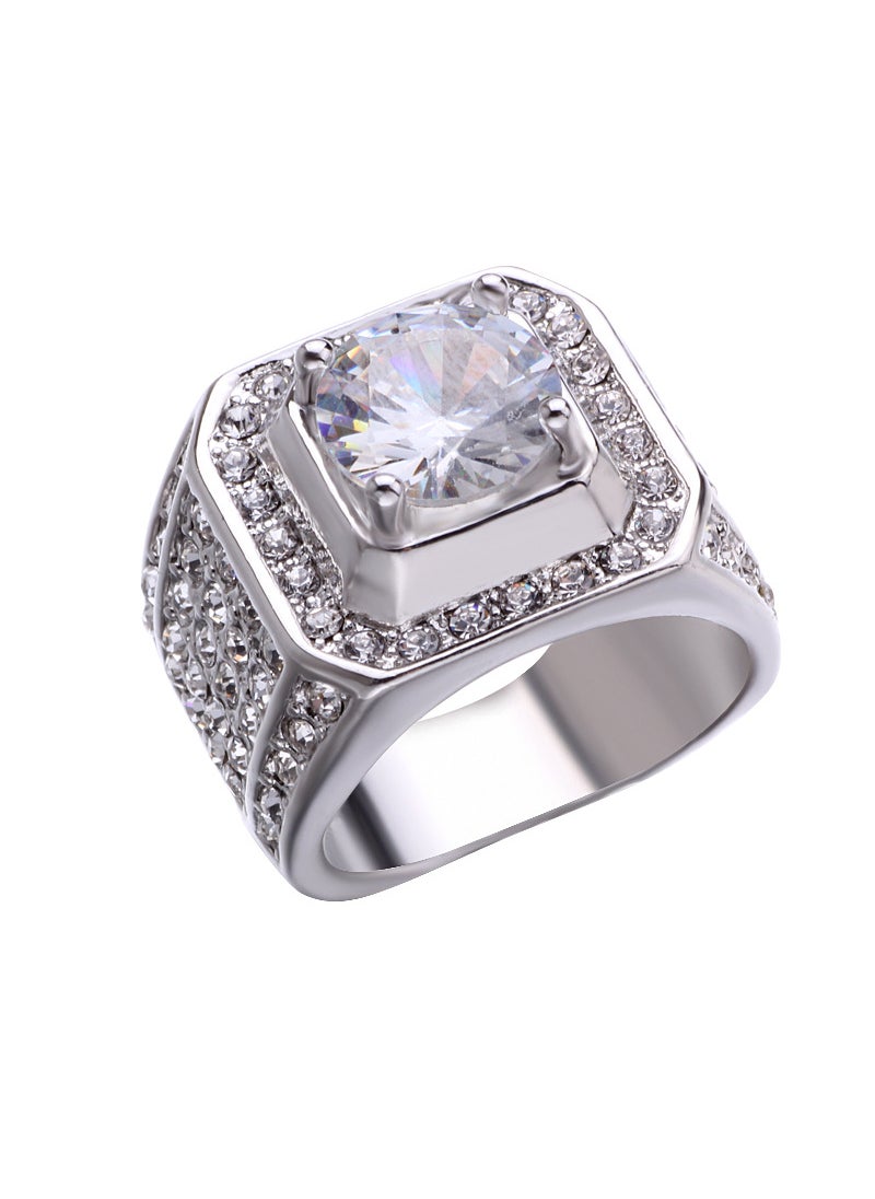 Generic - Wholesale European Mens White Ring with Micro Pave White Gold - Image 1