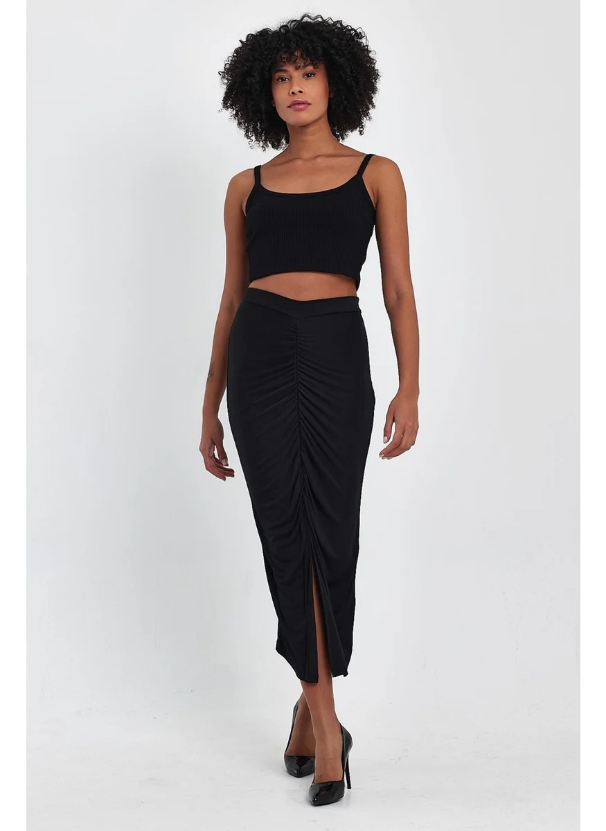 Alexander Gardi Alexandergardı Pleated Front Slit Skirt (B24-00159)