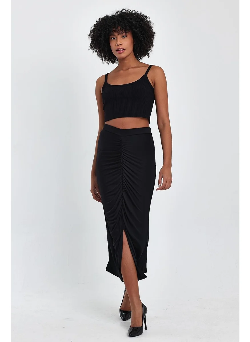 Alexander Gardi Alexandergardı Pleated Front Slit Skirt (B24-00159)
