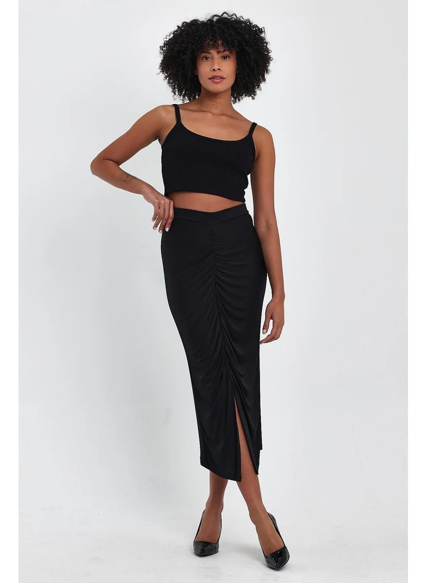 Alexander Gardi Alexandergardı Pleated Front Slit Skirt (B24-00159)
