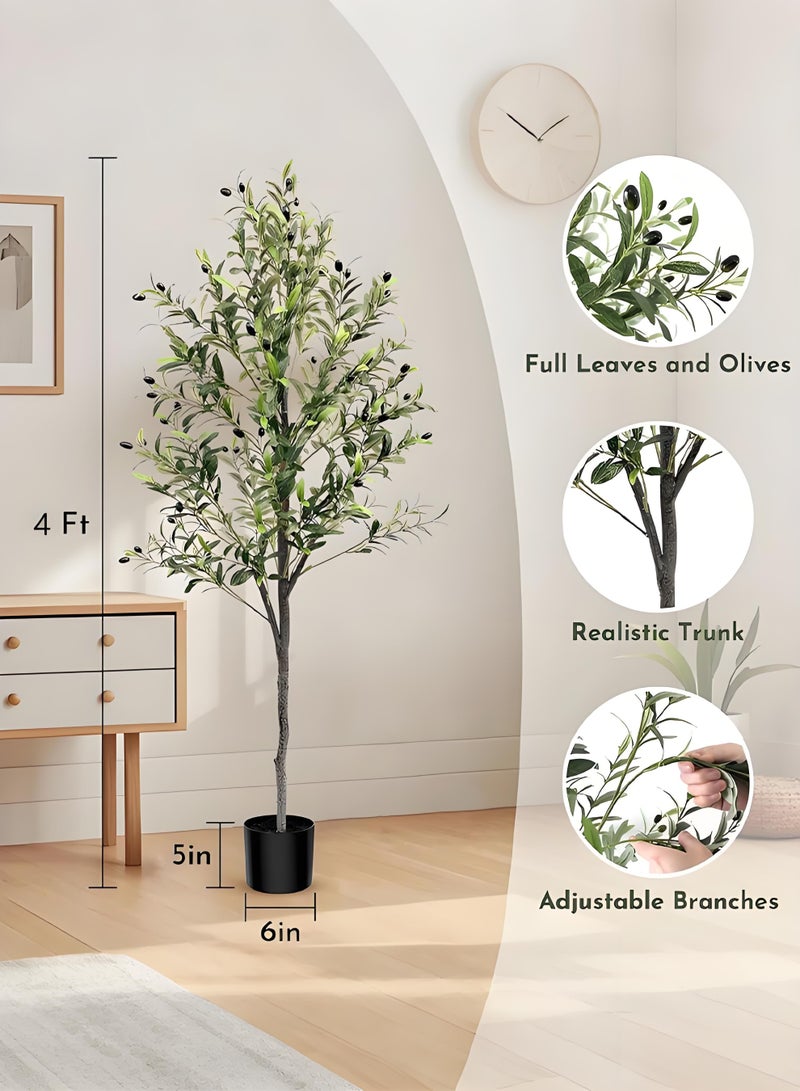 XiuWoo 120cm Artificial Olive Tree with Fruits – Lifelike Faux Greenery for Home & Office Decoration, Indoor/Outdoor Decorative Plant for Living Room, Bedroom, Balcony, and Ramadan Decor - Image 2