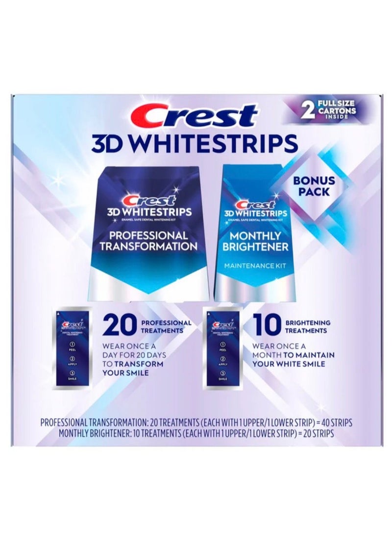 كرست 3D Whitestrips 20 Professional Treatments & 10 Brightening Treatments - Image 1