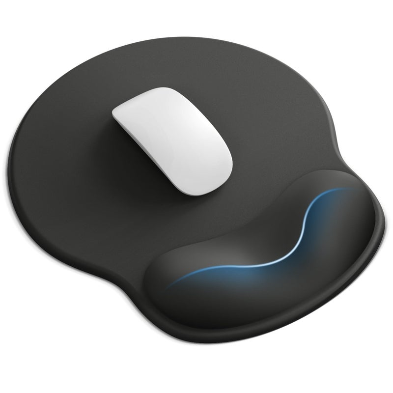 Laborio Mouse Pad with Wrist Rest, Ergonomic Mouse Pads for Desk, Office Non-Slip Large Mousepad with Gel Wrist Support(Black, 10.6''L x 9''W) - Image 1